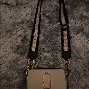 Marc Jacobs Cream Crossbody Bag with Black and Gold Accents